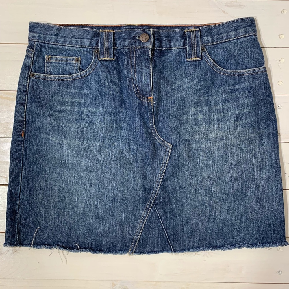 J. Crew Dark Wash Denim Distressed Skirt Size 31